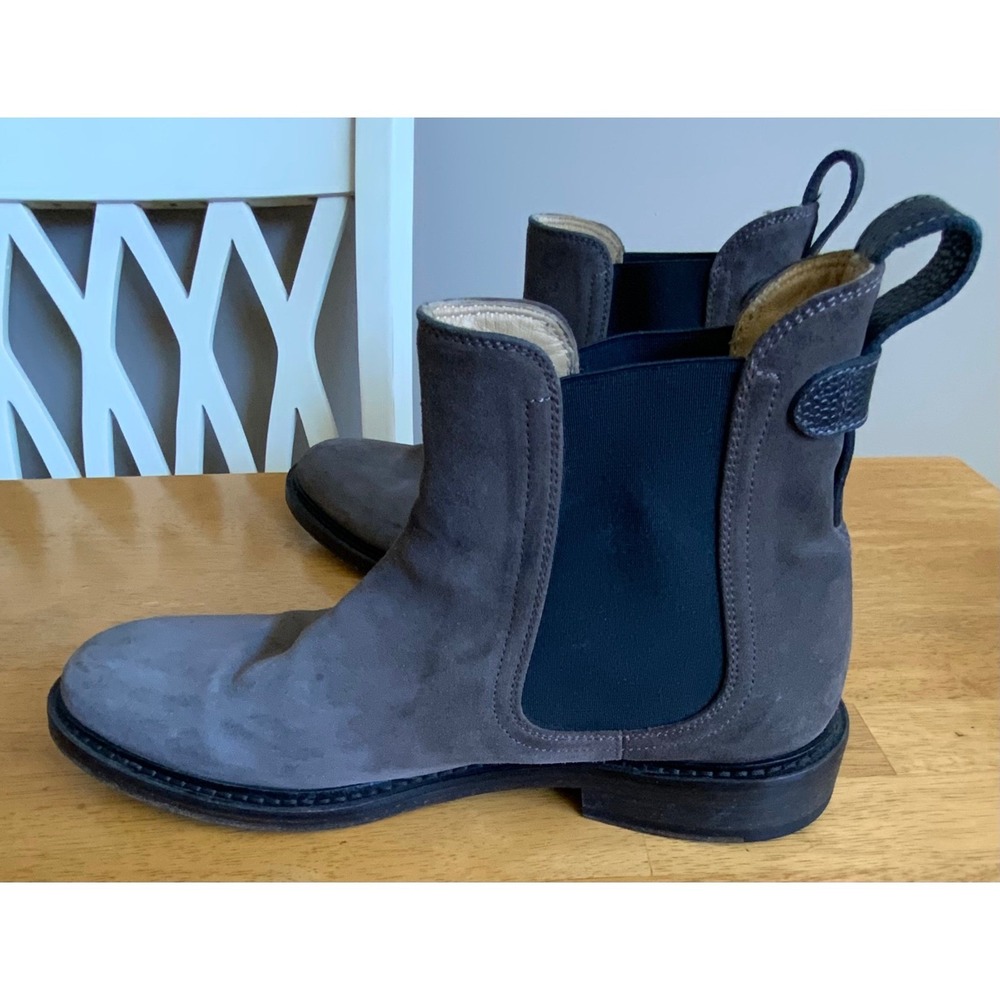 George Brown Bilt Grey Brown Suede Chelsea Boots Mens Size 9M Italy Sample Shoe - Picture 6 of 16